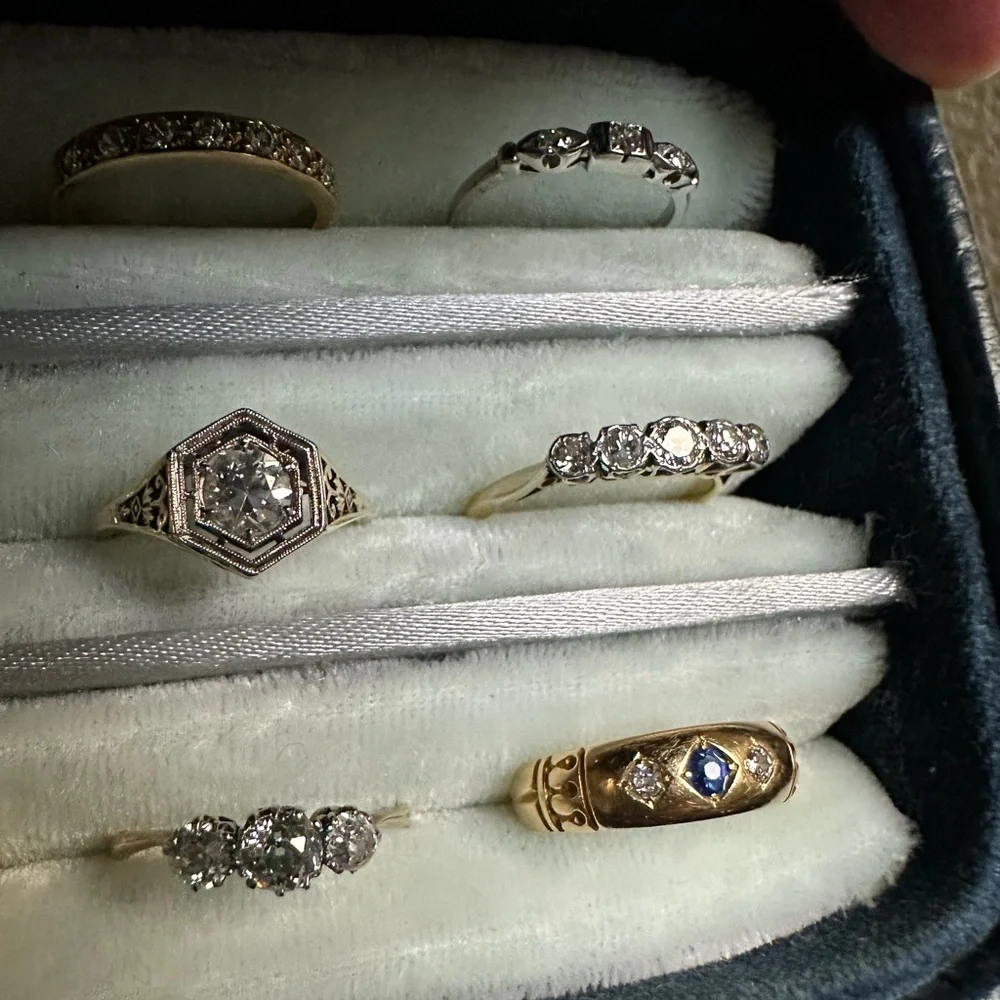 Antique 18K Gold Diamond Rings - Picture 8 of 11